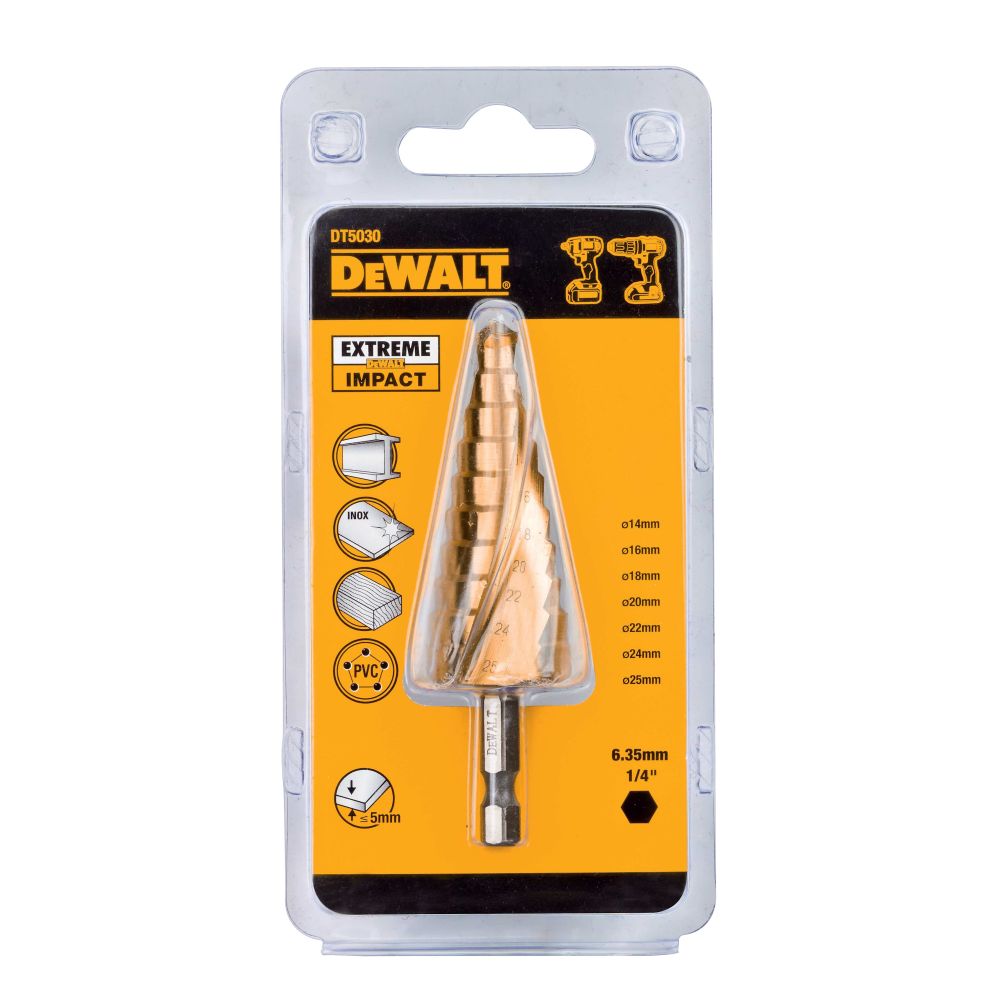 Сверло ступенчатое DEWALT EXTREME, 25x40x60 мм, 1 шт. (DT5030-QZ)
