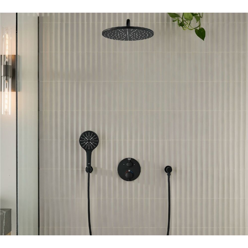 Верхний душ GROHE Rainshower Mono 310, 9,5 л/мин, 1 режим, 422 мм, фантомный черный (22121KF0)