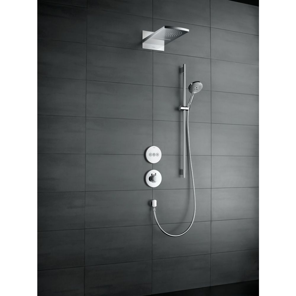 Верхний душ hansgrohe Raindance Rainfall 180 2jet с настенным креплением скрытого монтажа 28433400, белый/хром