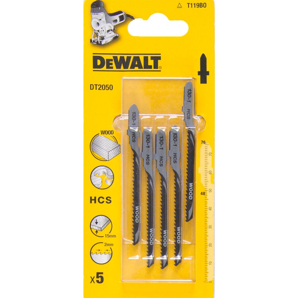 Пилка для лобзика DEWALT DT2050, по дереву, 5 шт. (DT2050-QZ)