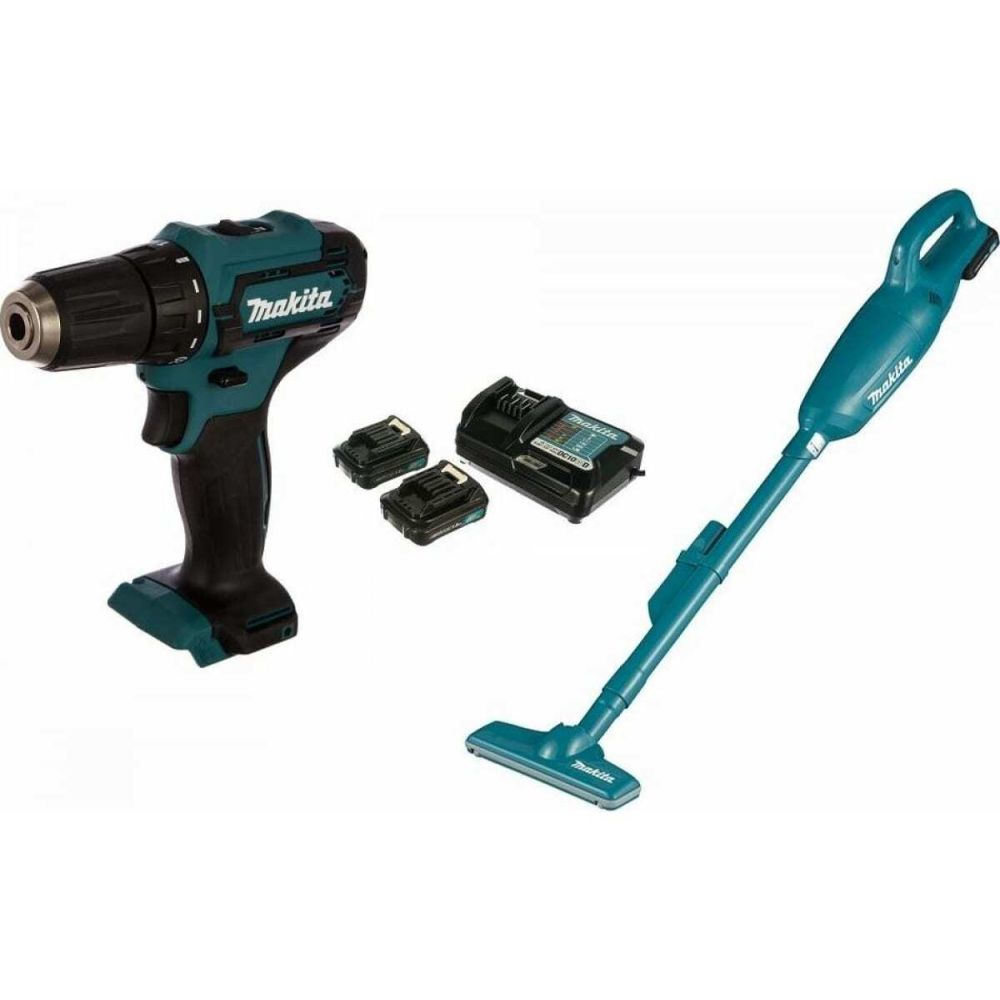 Набор аккумуляторного инструмента Makita CXT: дрель-шуруповерт, пылесос, 2 аккумулятора, зарядное устройство, CLX226X1