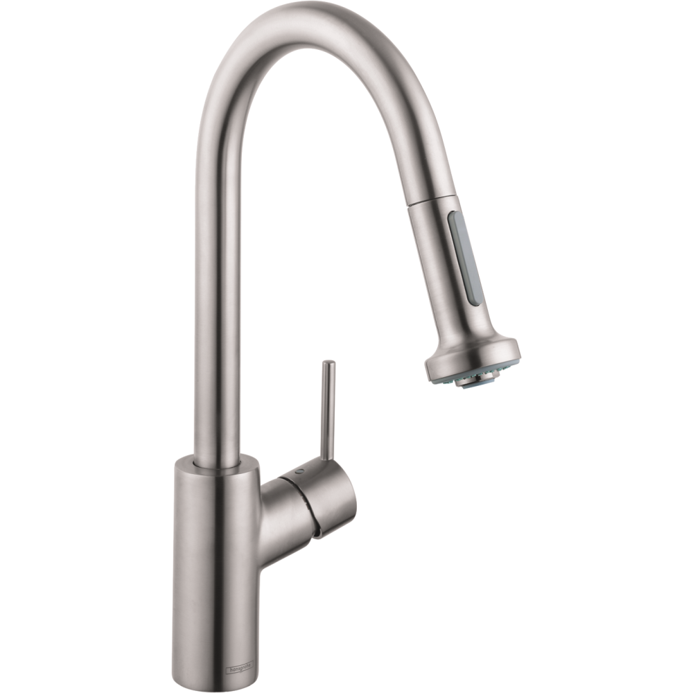Смеситель для кухонной мойки hansgrohe Talis M52 220, для установки напротив окна, с вытяжным душем 2jet, Sbox 73863800, под сталь