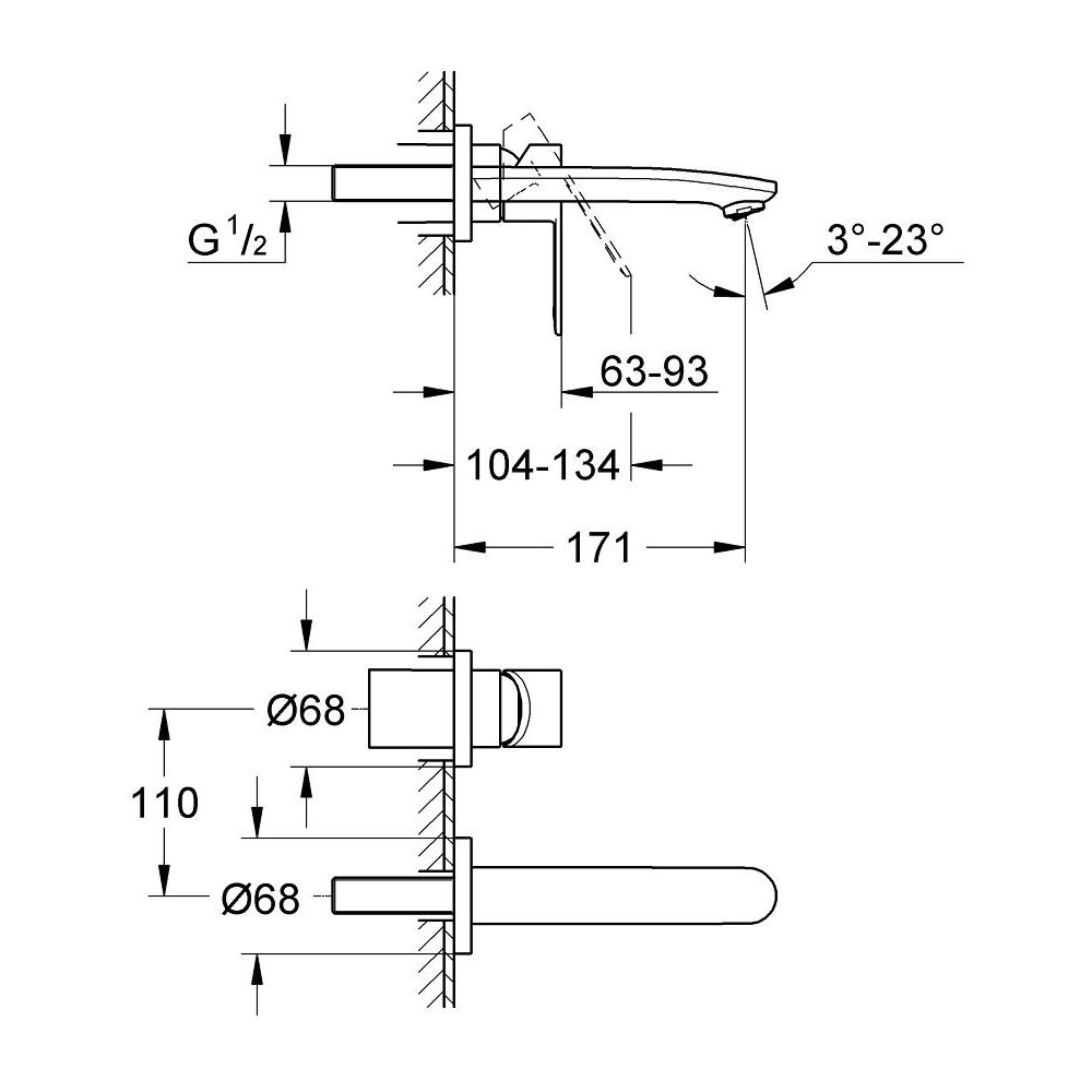 Внешняя часть смесителя для раковины GROHE Eurostyle Cosmopolitan, S-Size, хром (19571002)