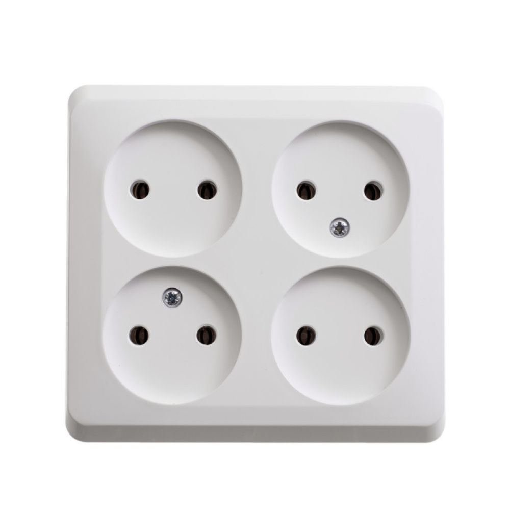 Розетка четырехместная без заземления 16А Systeme Electric (Schneider Electric) Etude, белый PA16-205B