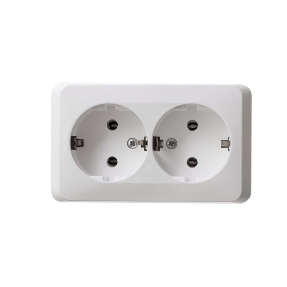 Розетка двойная с заземлением 16А Systeme Electric (Schneider Electric) Etude, белый PA16-007B