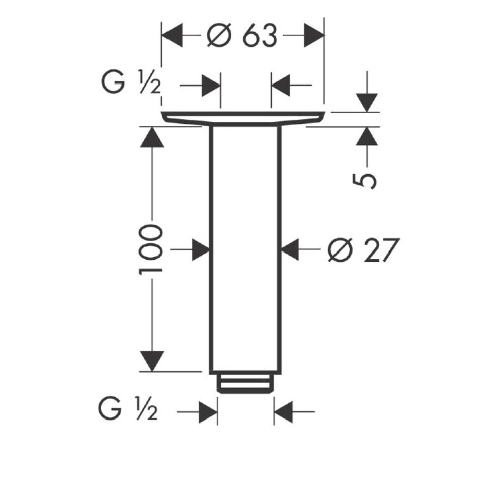 Душевой кронштейн hansgrohe потолочный 100 мм 27479140, шлифованная бронза