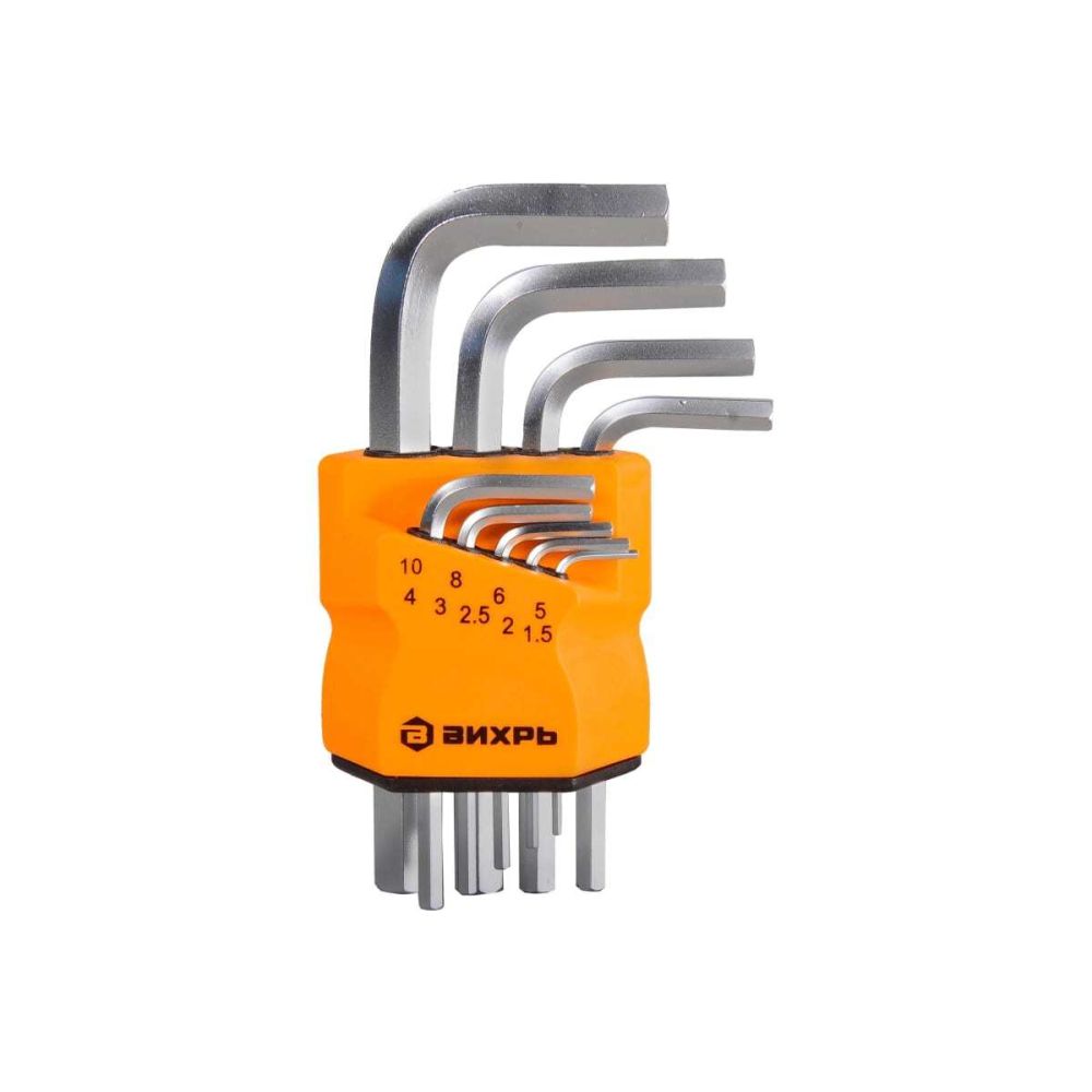 Набор ключей имбусовых Вихрь HEX, 9 шт, 1.5-10 мм, 73/6/5/11