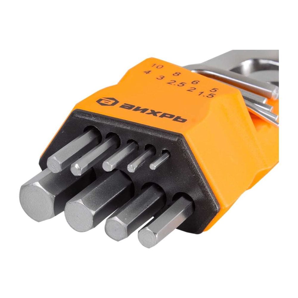 Набор ключей имбусовых Вихрь HEX, 9 шт, 1.5-10 мм, 73/6/5/11