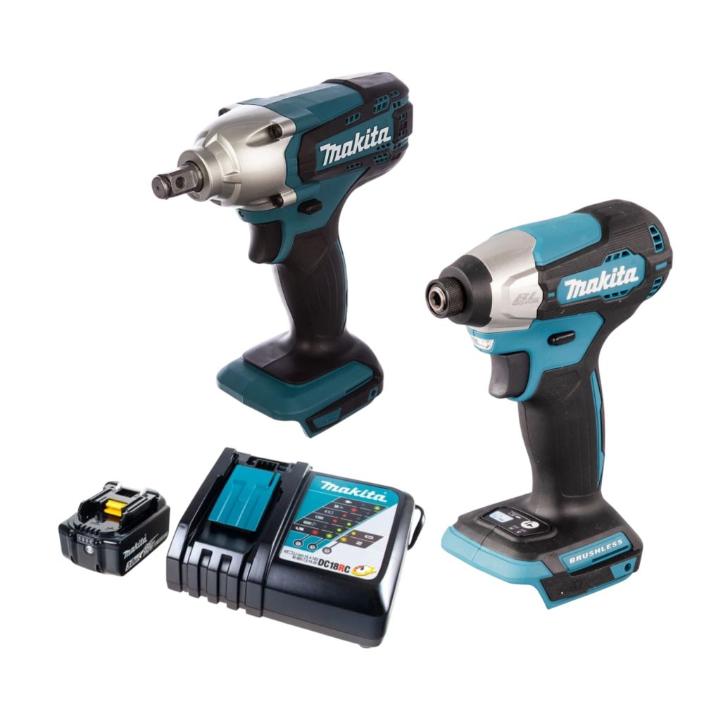 Набор электроинструмента Makita PT1465 18 В: гайковерт DTW190Z + шуруповерт DTD157Z, с АКБ 3 Ач и ЗУ