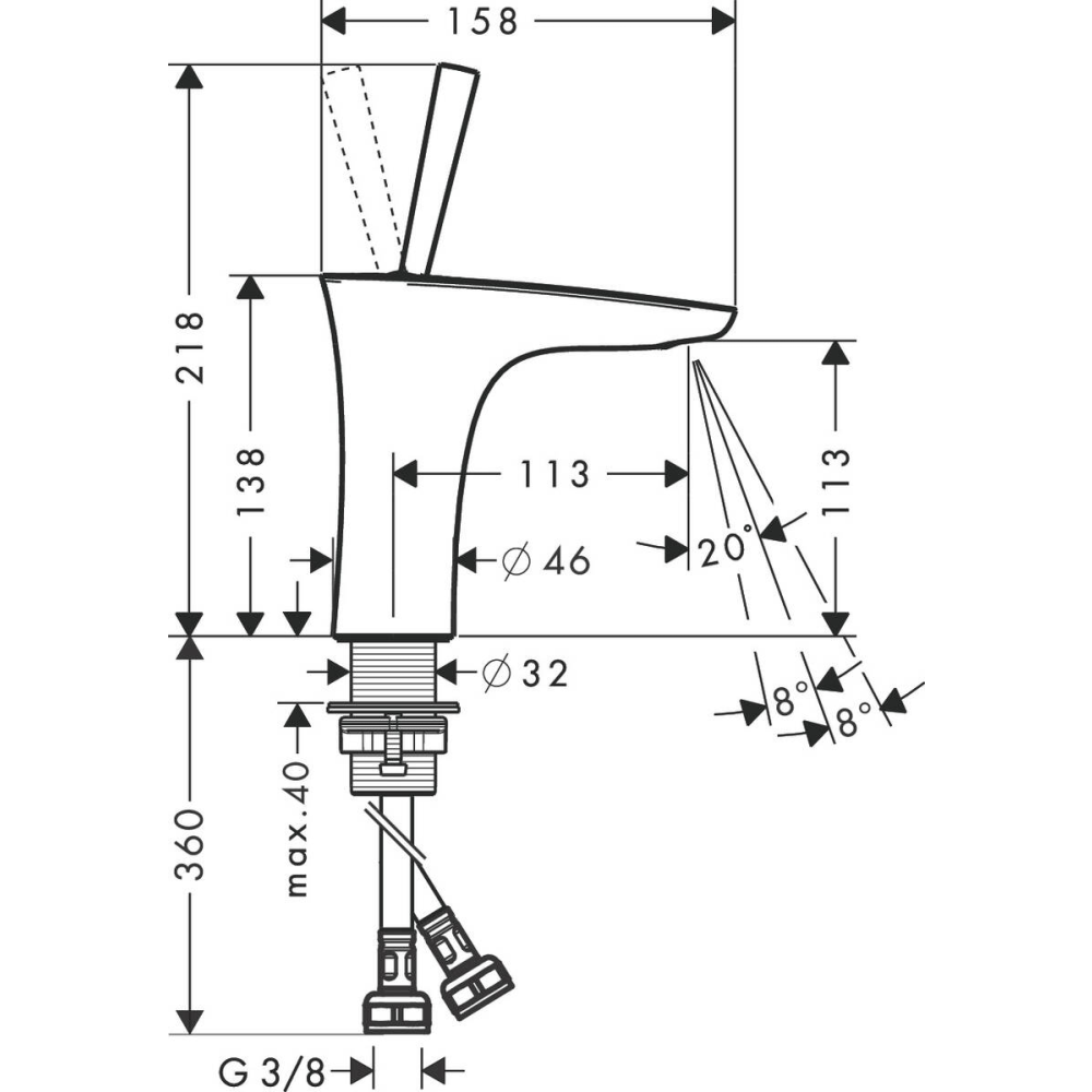 Смеситель для раковины hansgrohe PuraVida 110 15070400, белый/хром