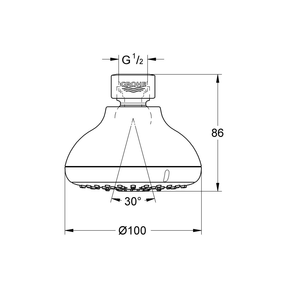 Верхний душ GROHE Tempesta 100, 9,5 л/мин, 4 режима, хром (27606001)