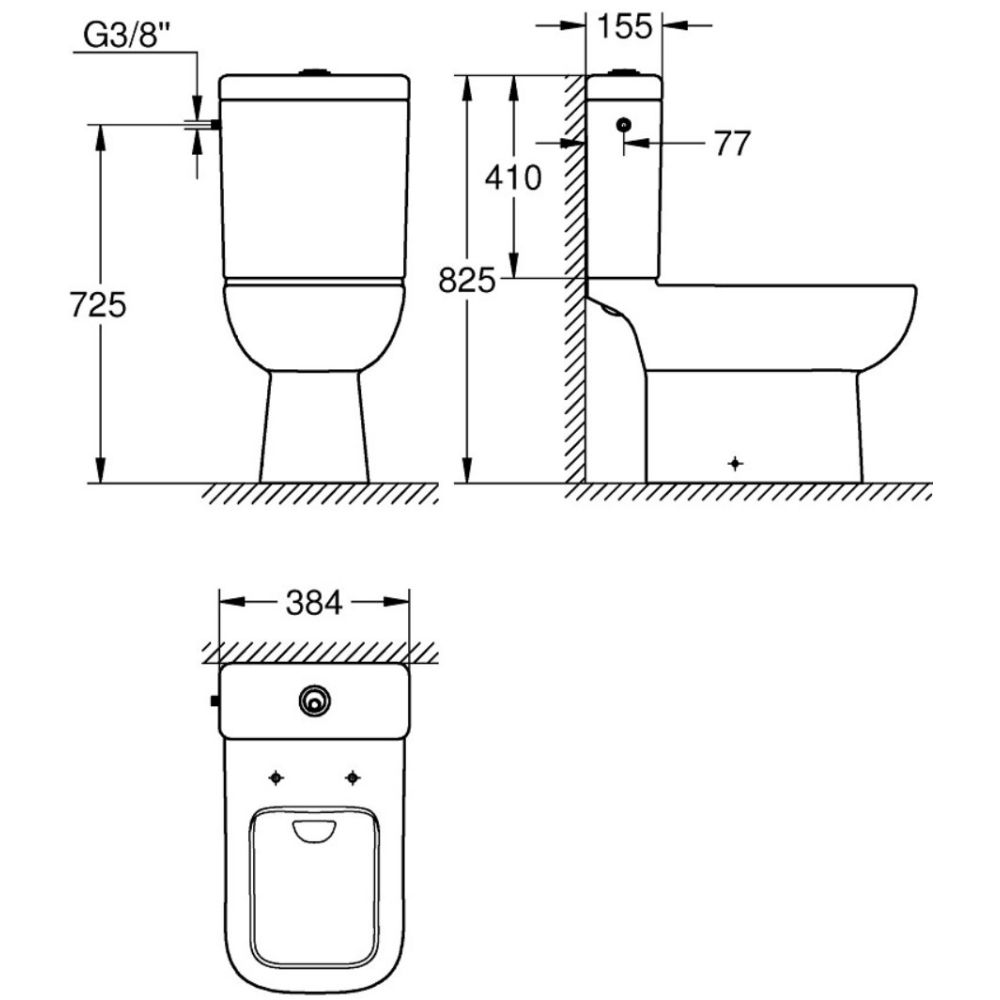 Смывной бачок GROHE Bau Edge (39812000)