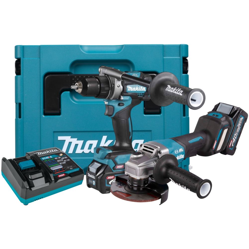 Аккумуляторный набор Makita, 40 В: УШМ GA029 + дрель-шуруповерт DF001, с АКБ 2.5 Ач и ЗУ, в кейсе MakPac