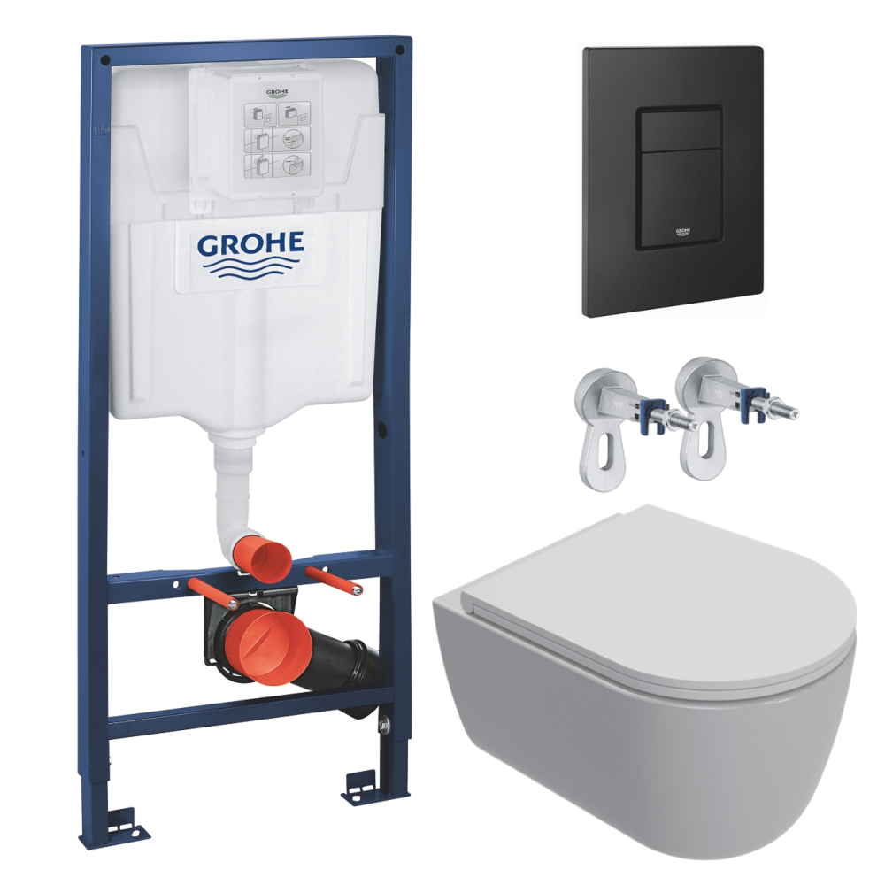 Комплект инсталляции GROHE Solido 38811KF0 с унитазом AQUAme AQM2013PRO и сиденьем с микролифтом, смыв Invisible (NW0304)