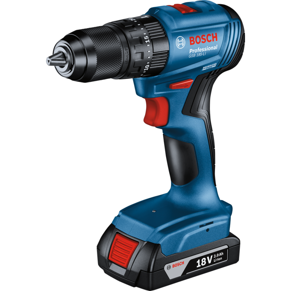 Аккумуляторная ударная дрель-шуруповерт Bosch  GSB 185-LI 06019K3100, 1900 об/мин, с 2 АКБ 2 Ач и ЗУ, в кейсе