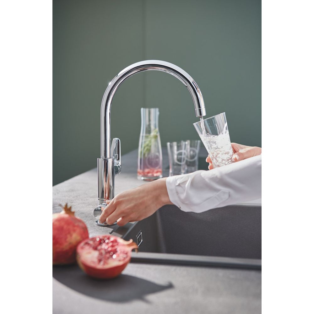 Смеситель для кухонной мойки GROHE Blue Pure BauCurve с функцией фильтрации, с фильтром в комплекте, хром (30385000)