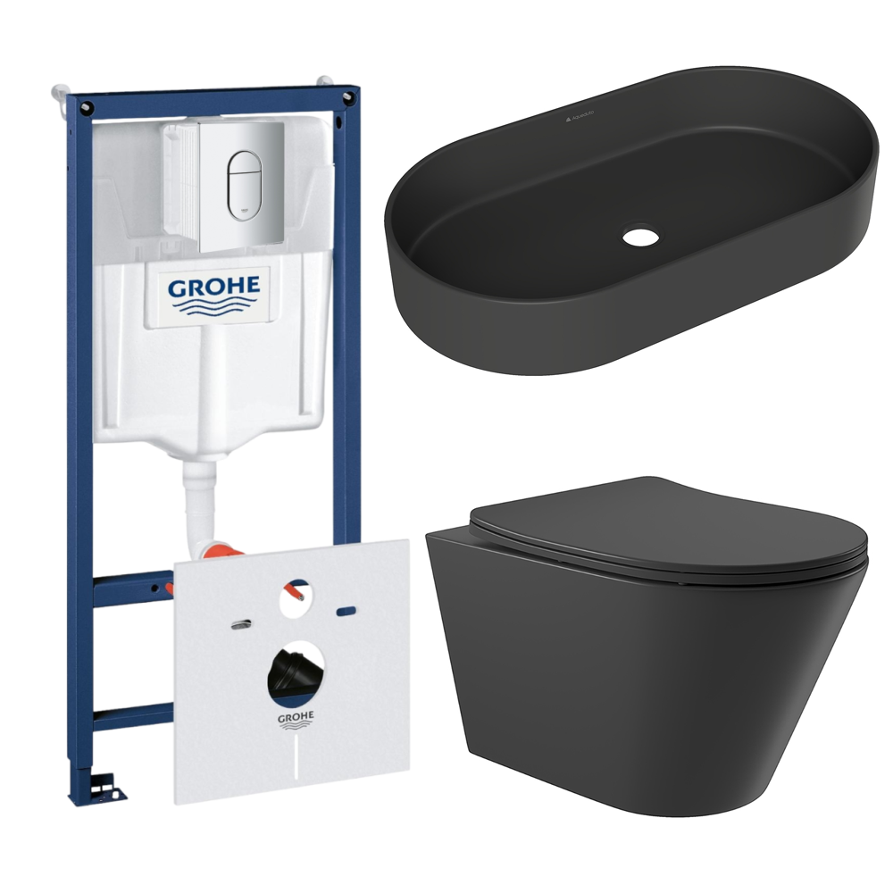 Комплект инсталляции GROHE Rapid SL NW0145/S с унитазом Aqueduto CONE CONT2140 и раковиной Aqueduto ESPIRAL ESP0240 (NW0632)