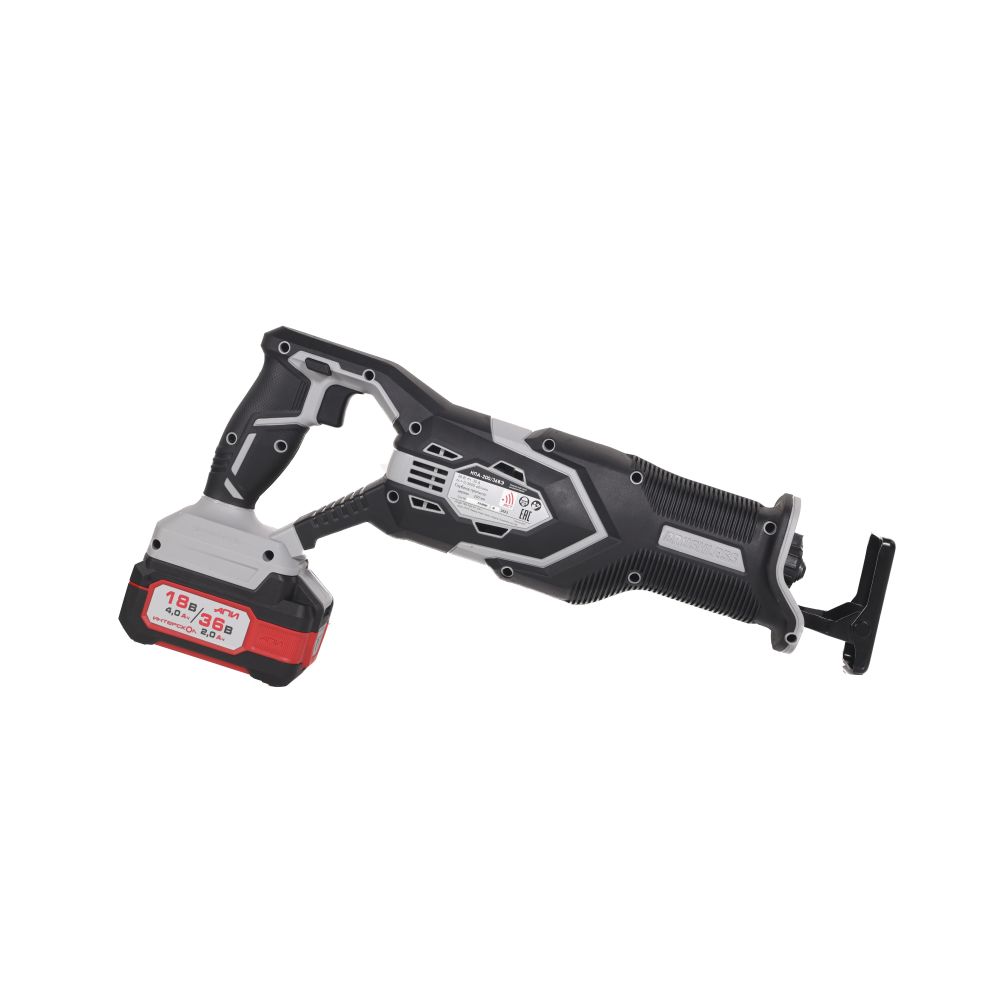 Аккумуляторная сабельная пила ИНТЕРСКОЛ НПА-200/36ВЭ, 36 В, 3000 ход/мин, 26 мм, с 2 АКБ 2 Ач и ЗУ, в кейсе (818.2.2.70)