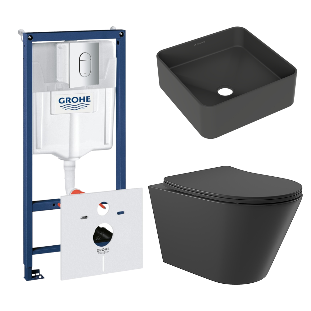 Комплект инсталляции GROHE Rapid SL NW0145/S с унитазом Aqueduto CONE CONT2140 и раковиной Aqueduto ESPIRAL ESP0340 (NW0584)