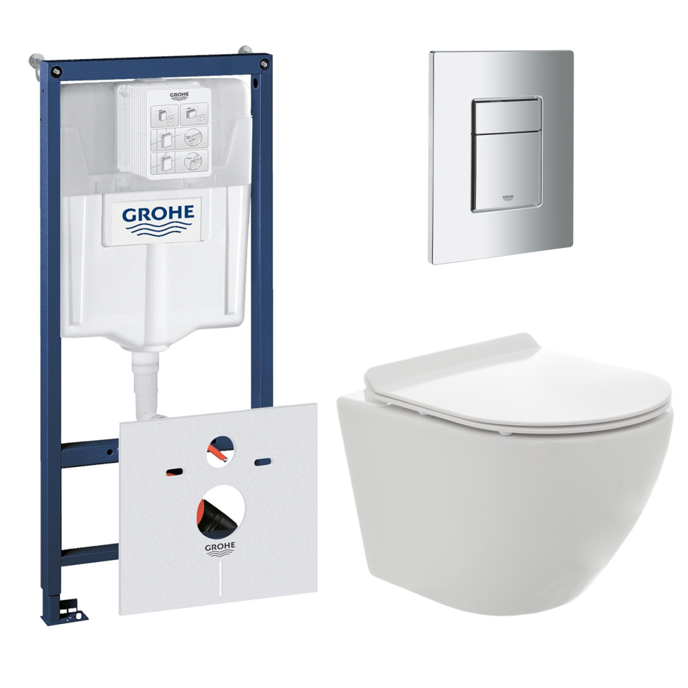 Комплект инсталляции GROHE 38775001 с унитазом AQUAme AQM2002PRO и сиденьем с микролифтом (NW0168)