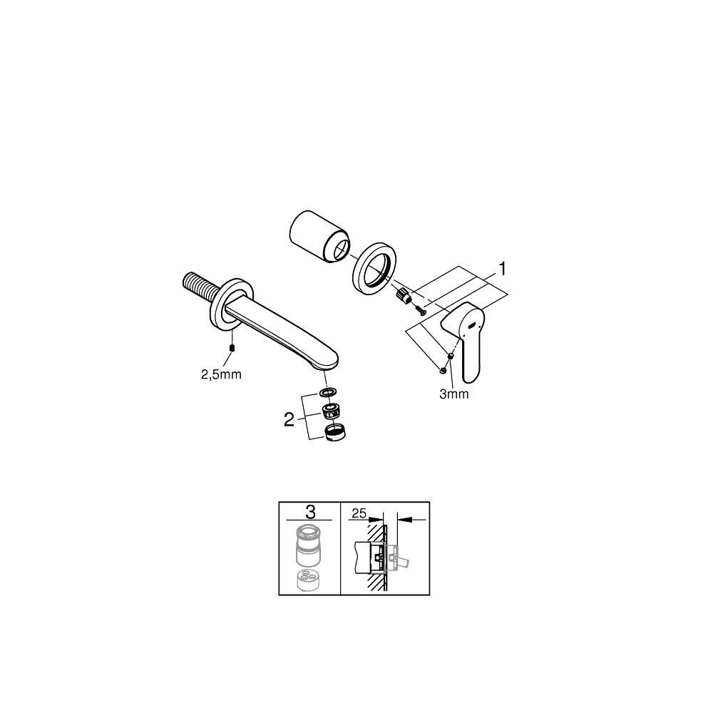 Внешняя часть смесителя для раковины GROHE Eurostyle Cosmopolitan, S-Size, хром (19571002)