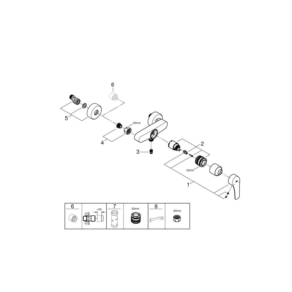 Смеситель для душа GROHE Eurosmart, хром (33555003)