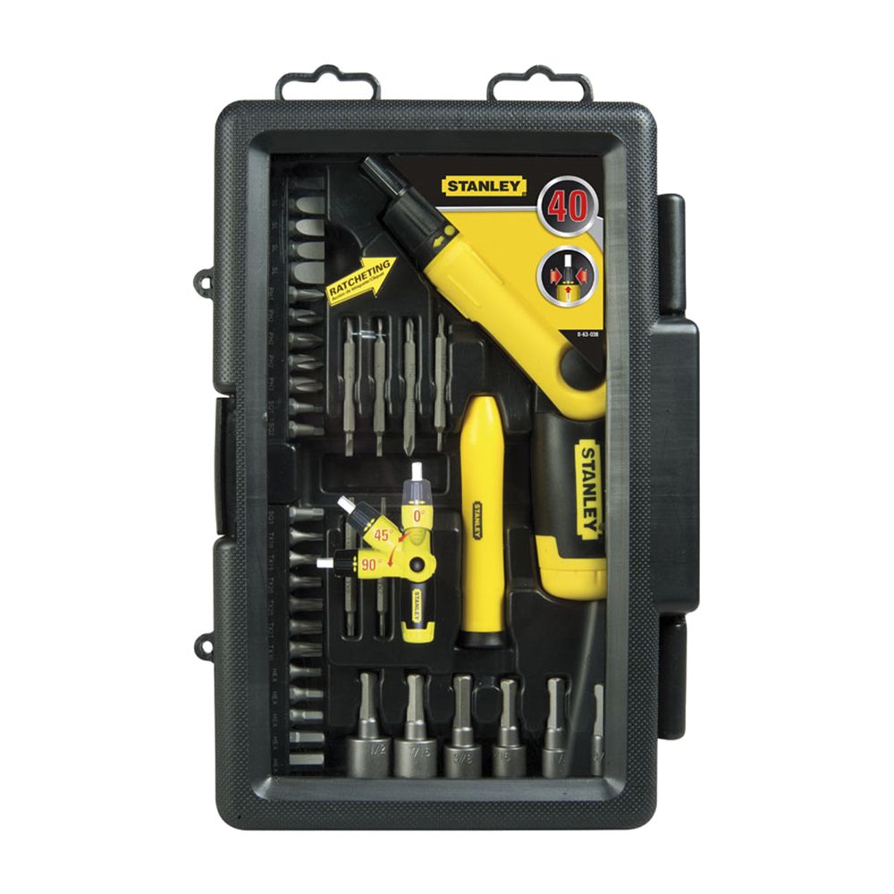 Набор с отверткой с храповым механизмом и битами (40 предметов) STANLEY 0-63-038