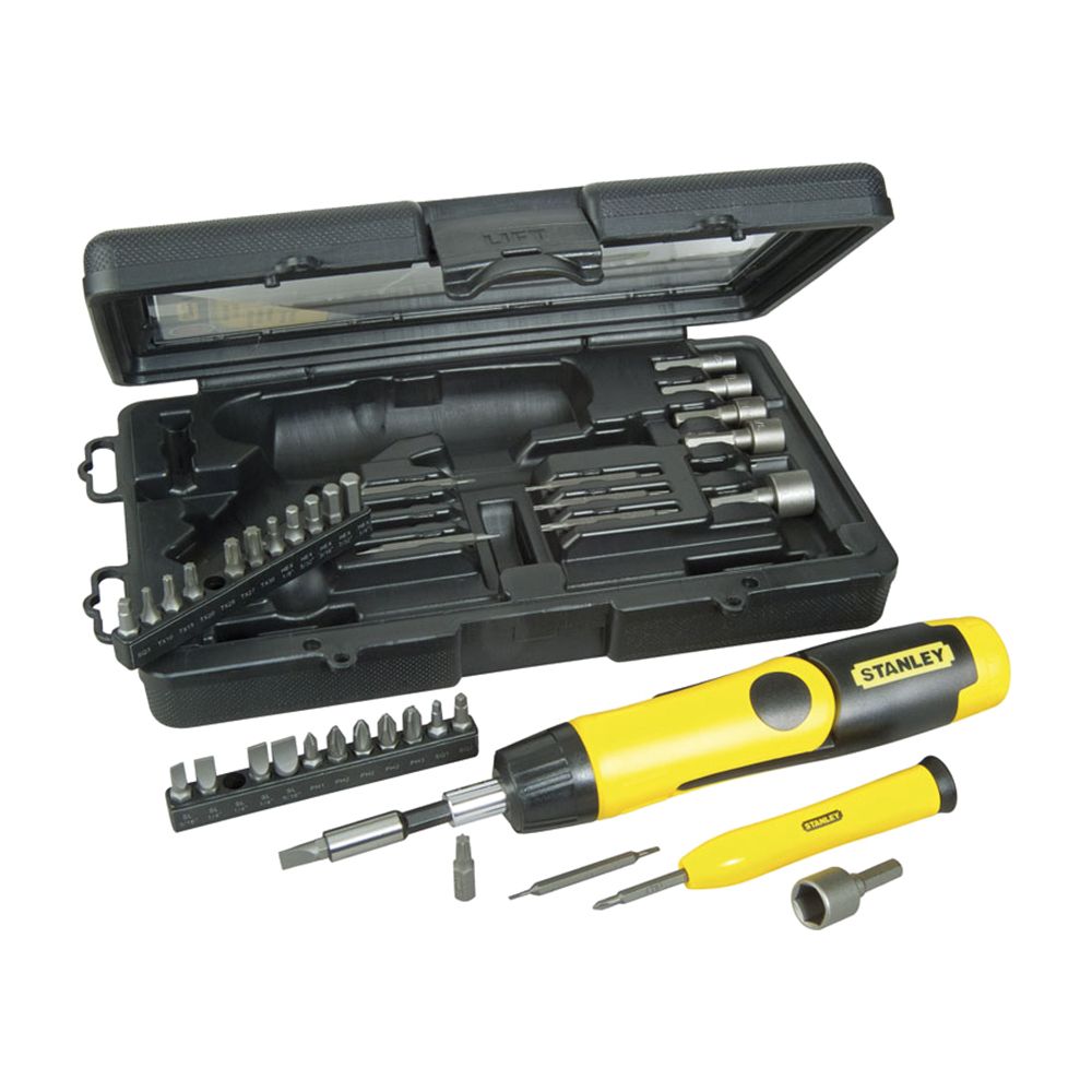 Набор с отверткой с храповым механизмом и битами (40 предметов) STANLEY 0-63-038
