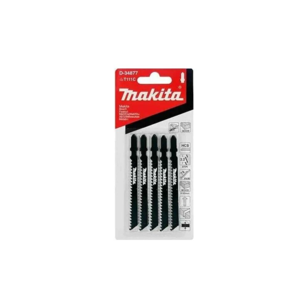 Пилка для лобзика Makita BASIC по дереву, 100х1.2х8TPI, 5 шт, D-34877