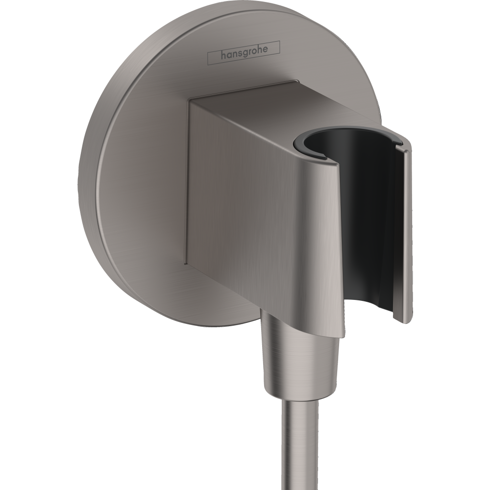 Шланговое подключение hansgrohe FixFit Porter S с держателем для душа 26888340, шлифованный черный хром