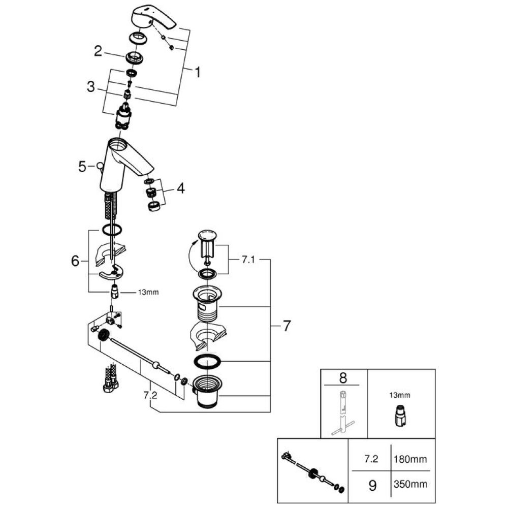 Смеситель для раковины GROHE Eurosmart, M-size, хром (2339310E)