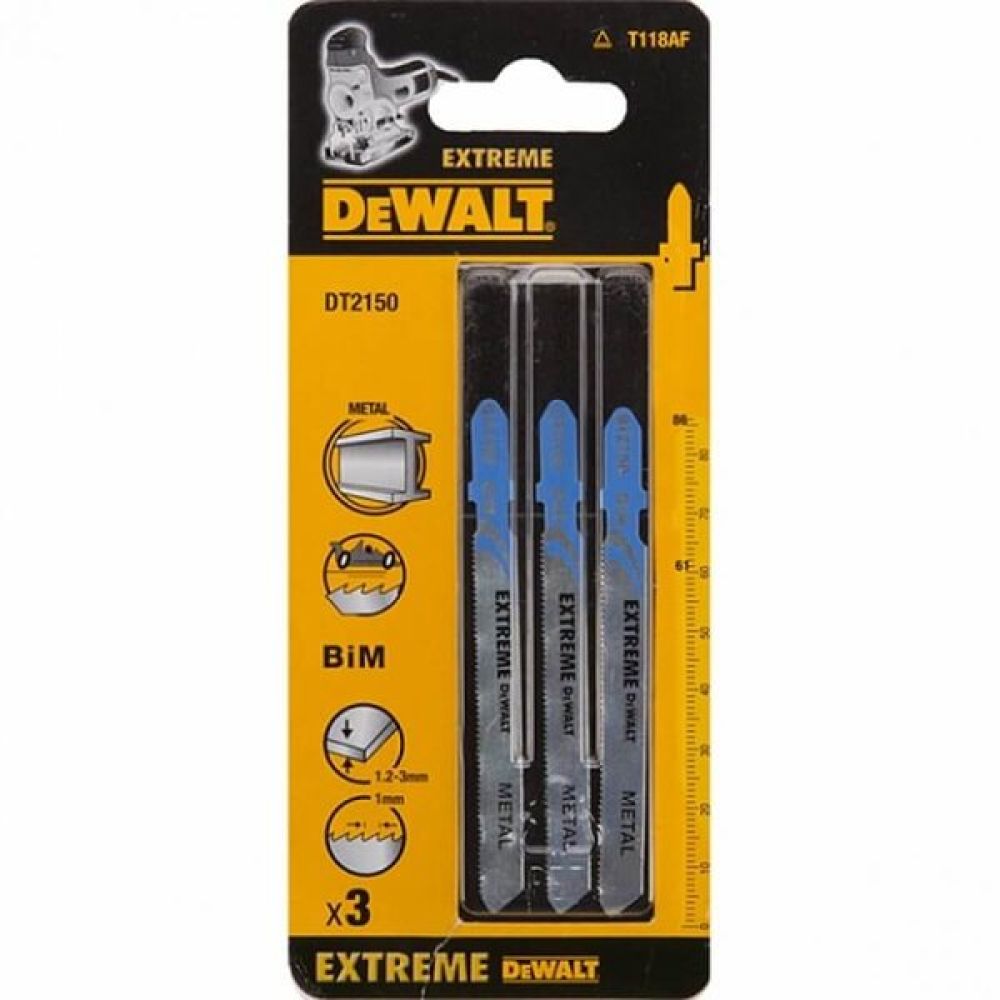 Пилка для лобзика DEWALT EXTREME DT2150, по металлу, BiM, 86 x 61 x 1 x 3 мм, T118AF, 3 шт.
