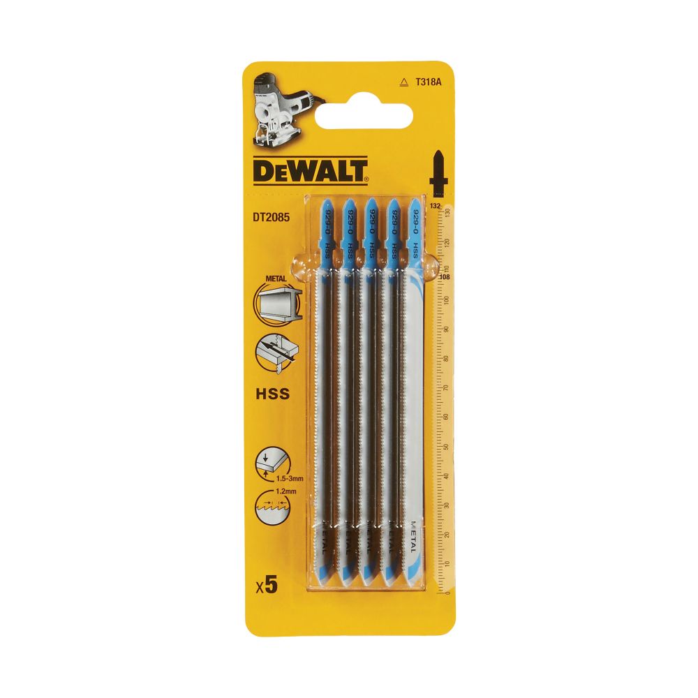 Пилка для лобзика DEWALT DT2085, по металлу HSS 132 x 108 x 1.2 x 3 мм, T318A, 5 шт.