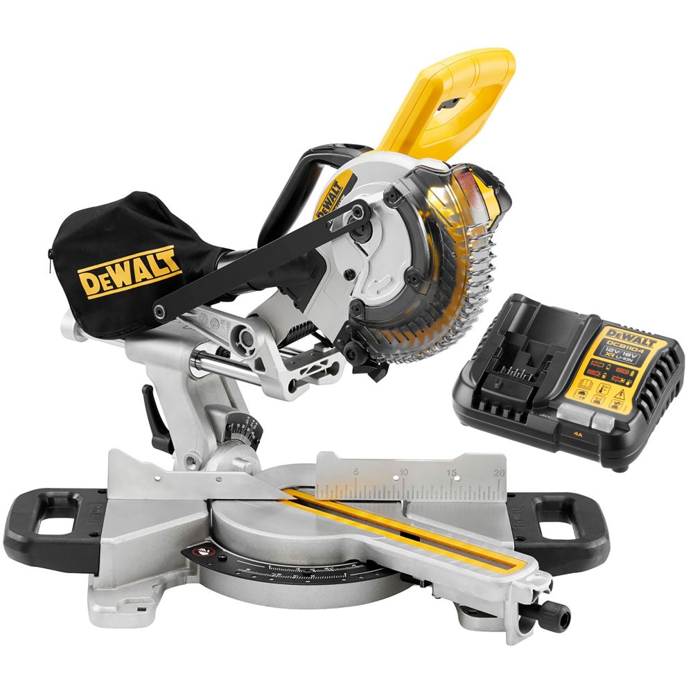 Аккумуляторная торцовочная пила DEWALT DCS365P1, 18 В, 184 мм, 3750 об/мин, с АКБ 5 Ач и ЗУ (DCS365P1N-XJ)
