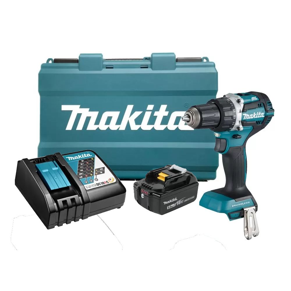Аккумуляторная дрель-шуруповерт Makita, 18 В, 2000 об/мин, с АКБ 5 Ач и ЗУ, в кейсе, DDF484RT