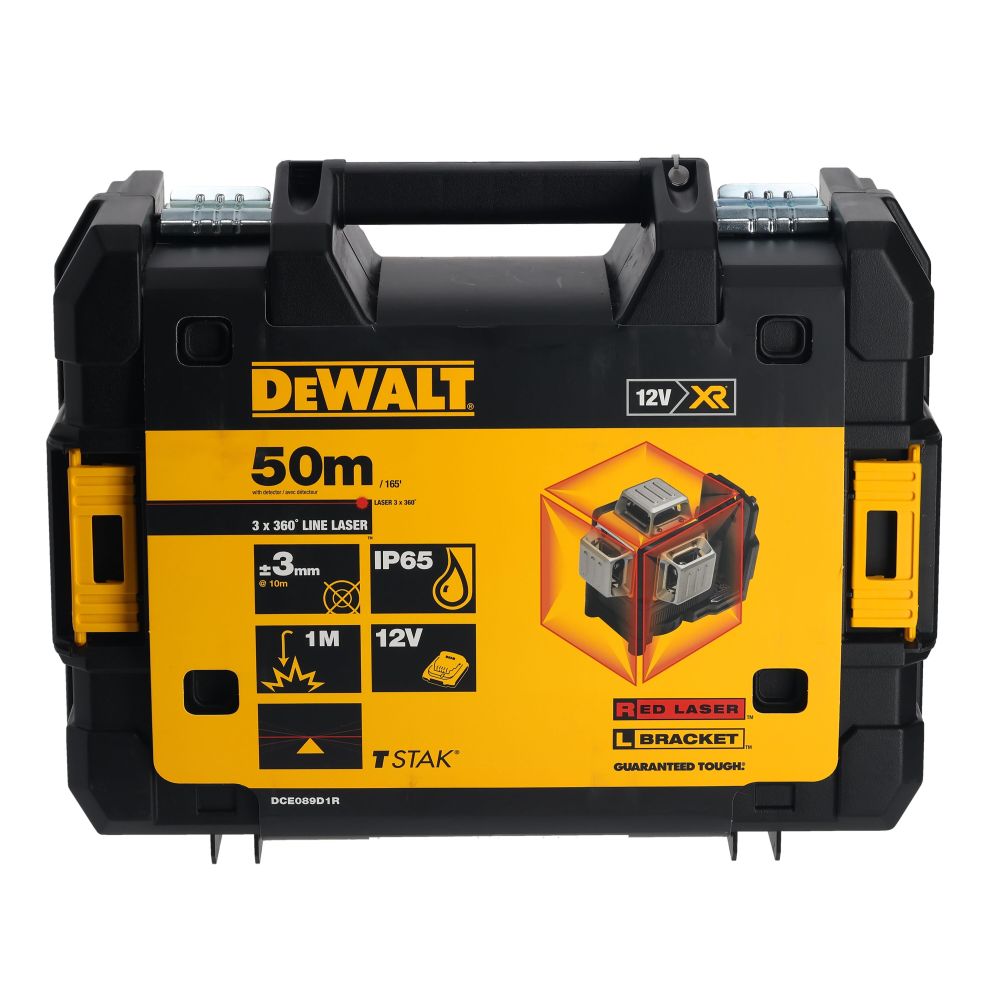 Аккумуляторный лазерный нивелир DEWALT DCE089D1R, 12 В, красный луч, 20 м, с АКБ 2 Ач и ЗУ, в кейсе TSTAK (DCE089D1R-QW)