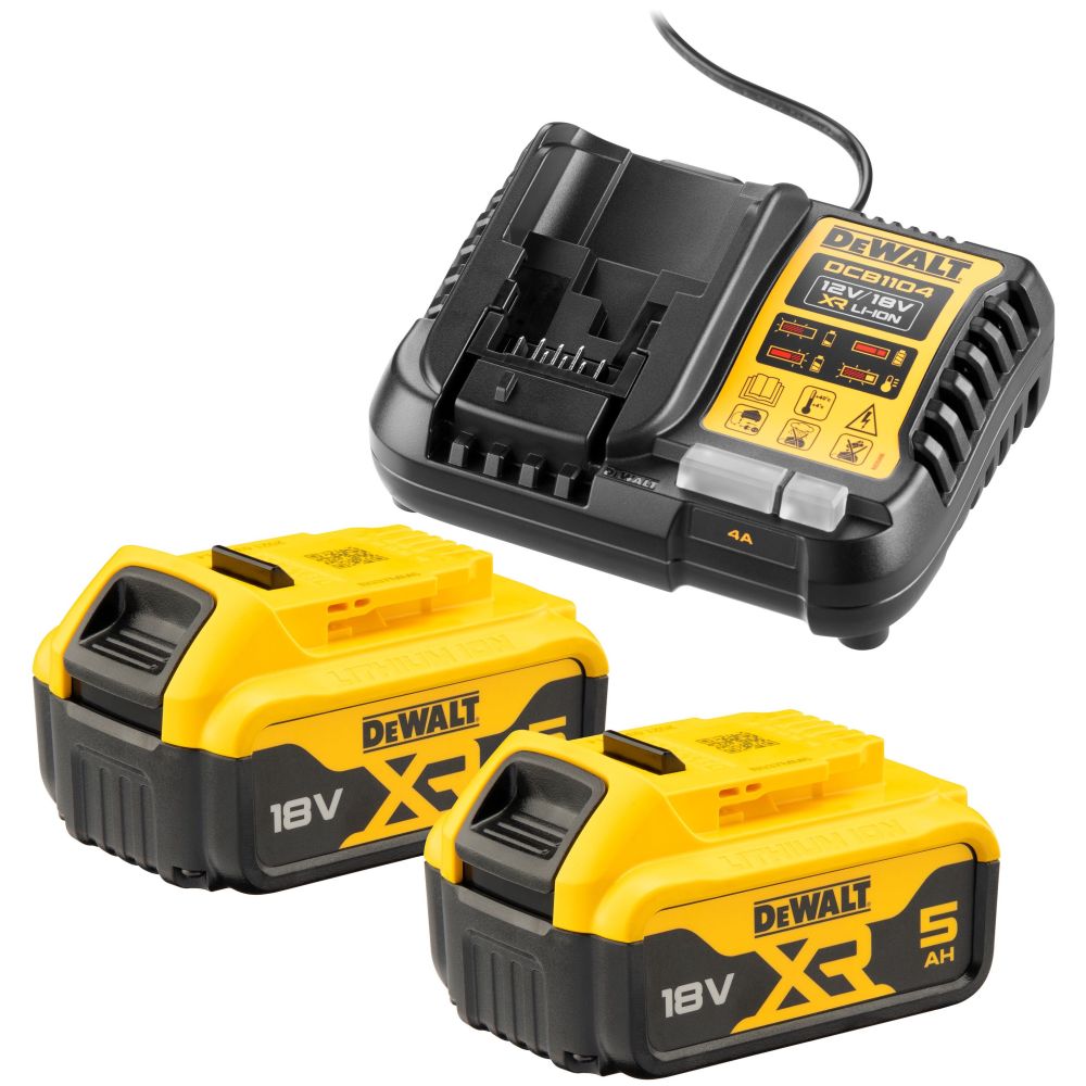 Аккумуляторный набор DEWALT DCK440P2T, 18 В: дрель + шуруповерт + перфоратор + фонарь, с 2 АКБ 5 Ач и ЗУ, в кейсе TSTAK