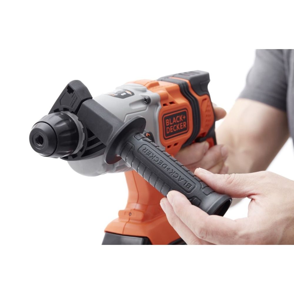 Аккумуляторный перфоратор BLACK+DECKER BCD900E2K, SDS Plus 18В, 6650 уд/мин, 1.2 Дж, 2x2.5 Ач, кейс