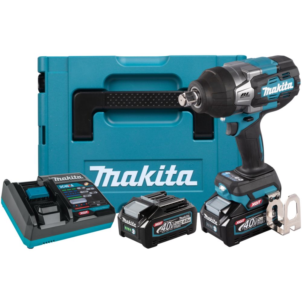 Аккумуляторный гайковерт Makita TW001GM201, 40 В, 2050 Нм, 2500 уд/мин, с 2 АКБ 4 Ач и ЗУ, в кейсе MakPac