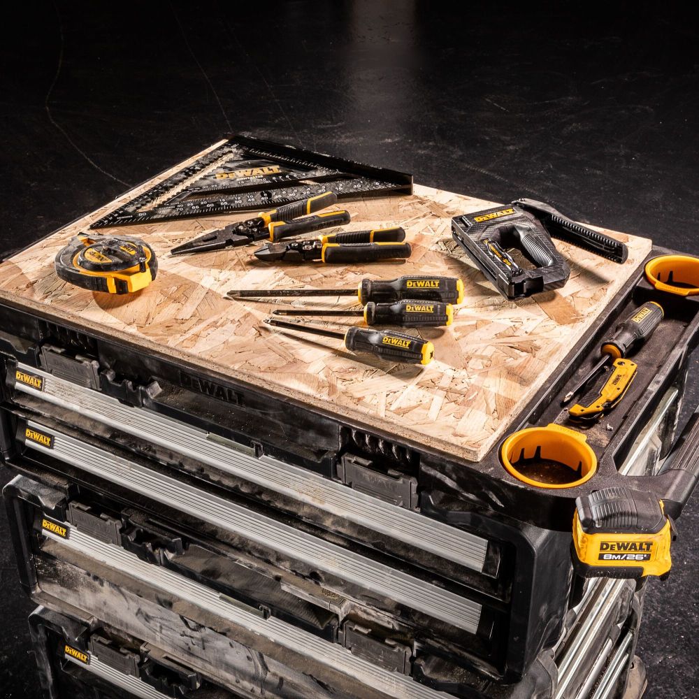 Модульная рабочая станция DEWALT TOUGHSYSTEM DXL DWST60510-1: 3 ящика для инструмента + рабочая поверхность, на колесной базе
