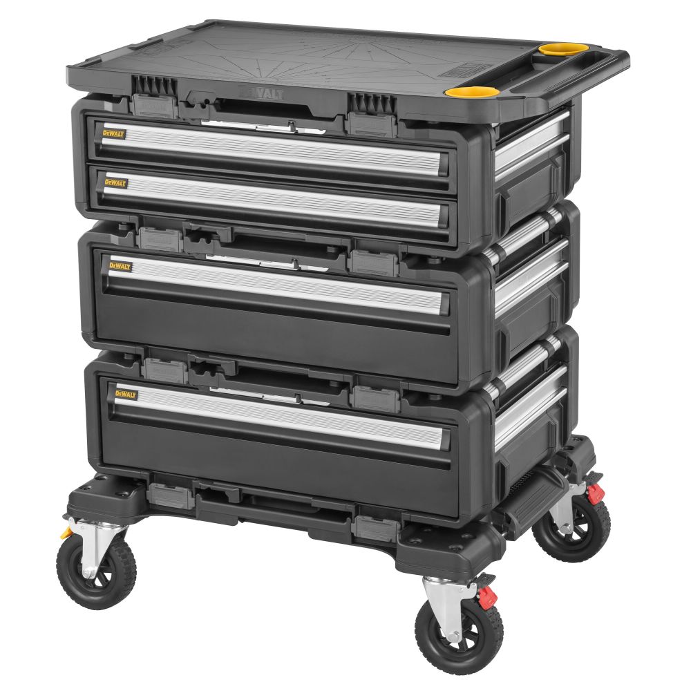 Модульная рабочая станция DEWALT TOUGHSYSTEM DXL DWST60510-1: 3 ящика для инструмента + рабочая поверхность, на колесной базе