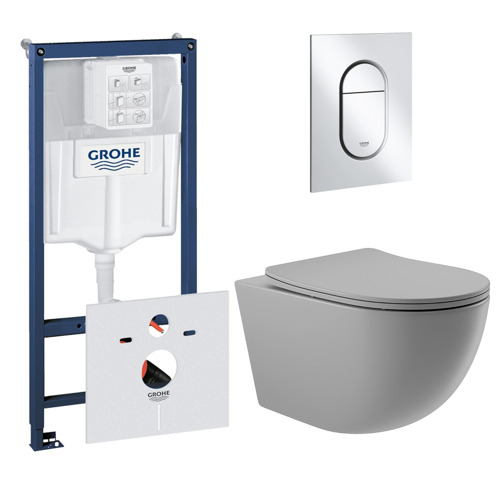 Комплект инсталляции GROHE Rapid SL 3 в 1 (NW0145/S) с унитазом Aqueduto OVO OVOT2130 и сиденьем с микролифтом (NW0561)