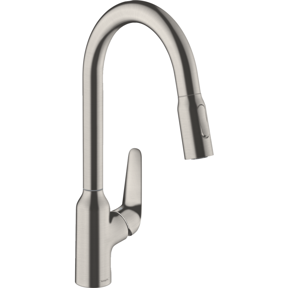 Смеситель для кухонной мойки hansgrohe Focus M42 220, с вытяжным душем 2jet, sBox 71820800, под сталь