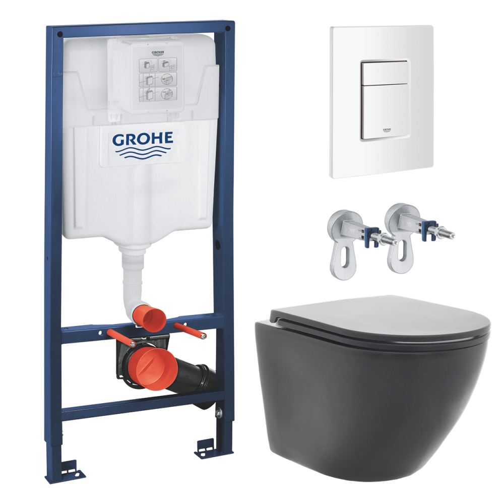 Комплект инсталляции GROHE Rapid SL 38772SH0 с унитазом AQUAme AQM2002MB и сиденьем с микролифтом (NW0284)
