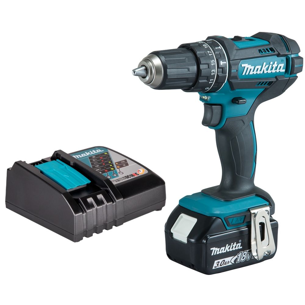 Аккумуляторная ударная дрель-шуруповерт Makita DHP482, 18 В, 1900 об/мин, с АКБ 3 Ач и ЗУ (DHP482P1Z)