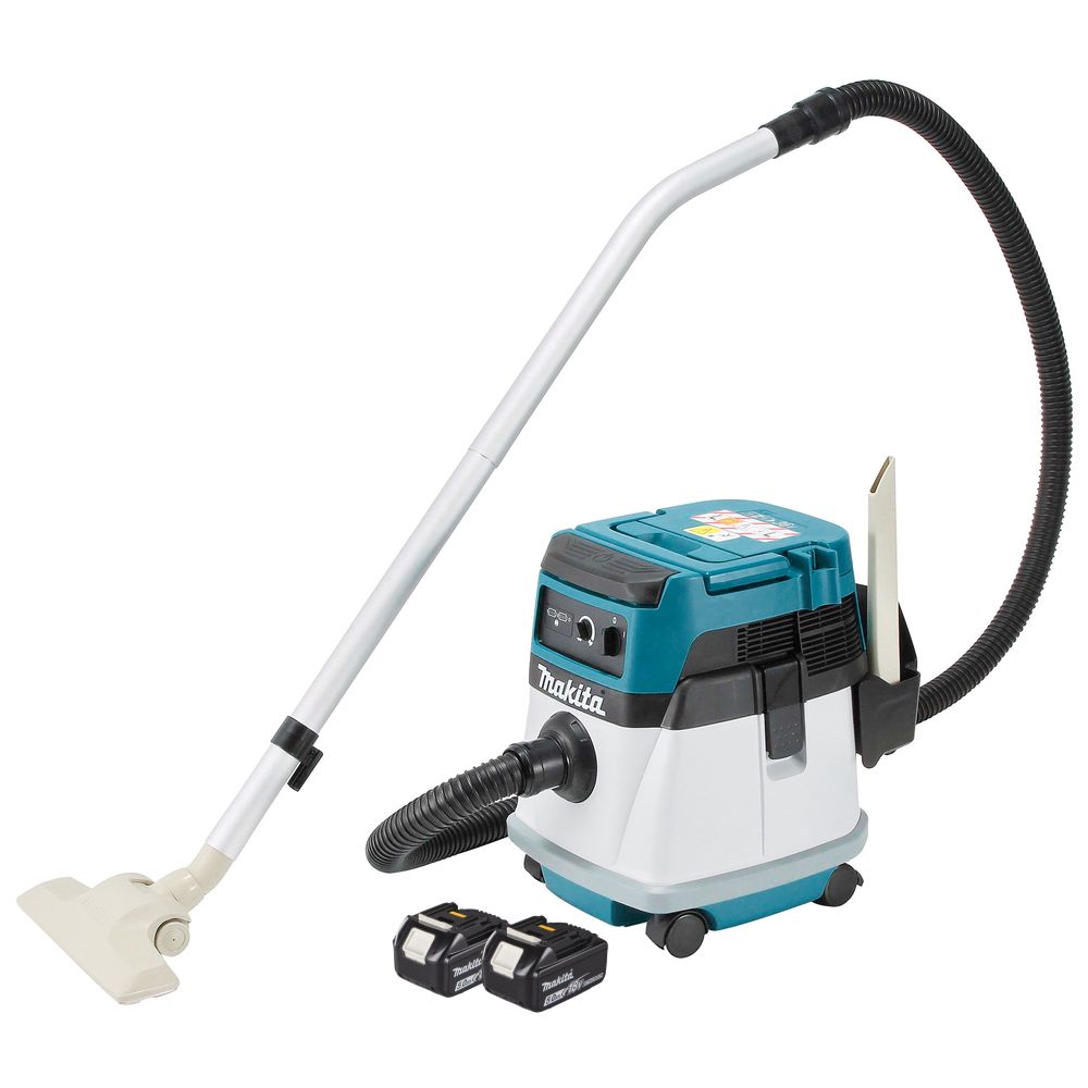 Аккумуляторный строительный пылесос Makita DVC150L, 2x18 В, с опцией работы от сети, 15 л, с 2 АКБ 5 Ач, без ЗУ (DUST-KITM13)