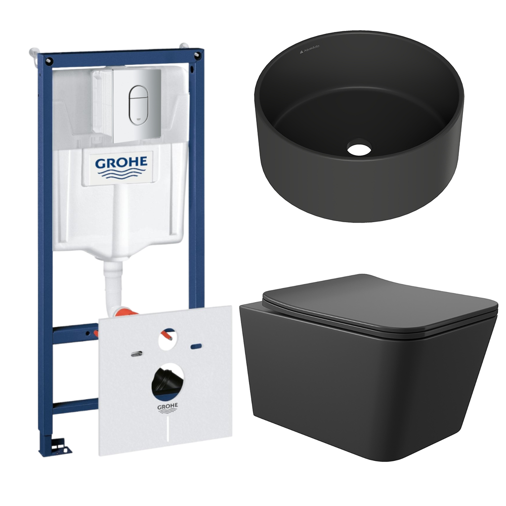 Комплект инсталляции GROHE Rapid SL NW0145/S с унитазом Aqueduto MACIO MACT2140 и раковиной Aqueduto ESPIRAL D400 ESP0140 (NW0609)