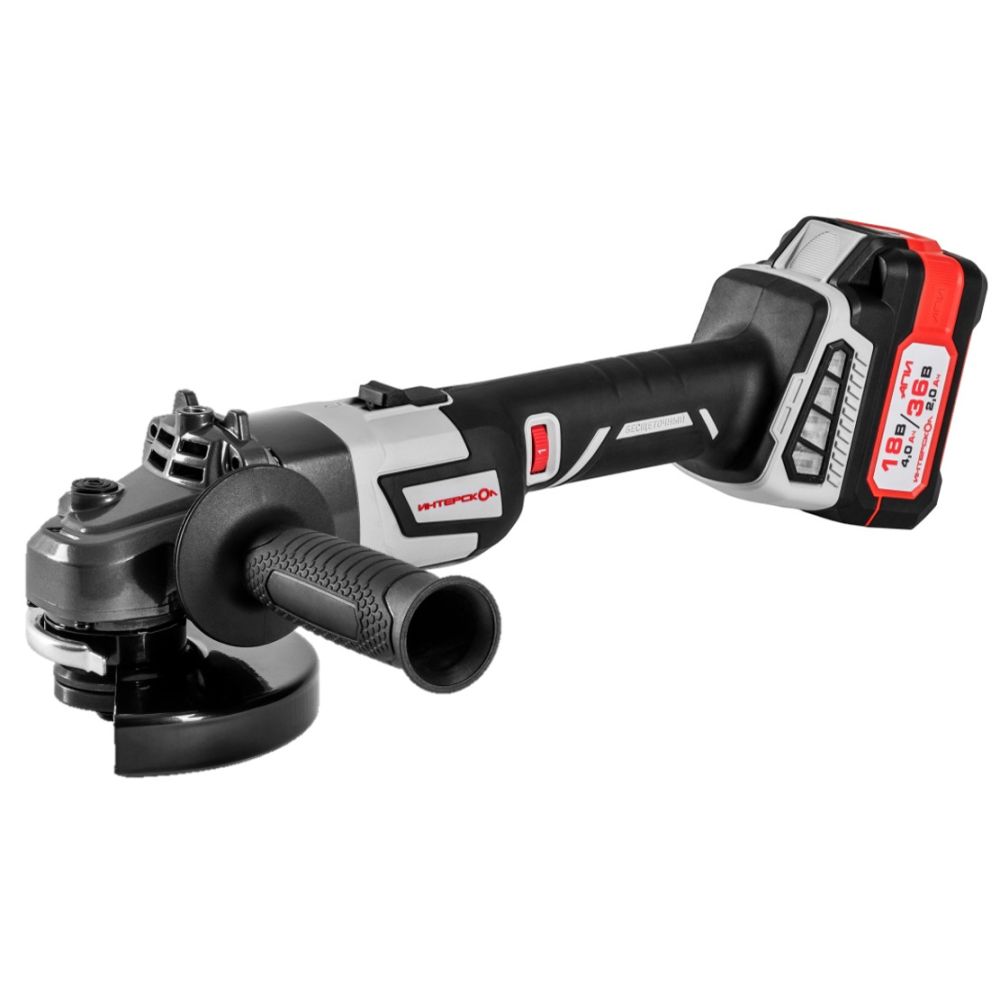 Угловая шлифмашина ИНТЕРСКОЛ УШМ-125/36ММ МультиМАКС 36В, 36 В, 125 мм, 8750 об/мин, с АКБ 2 Ач и ЗУ, в кейсе (900.2.1.41)