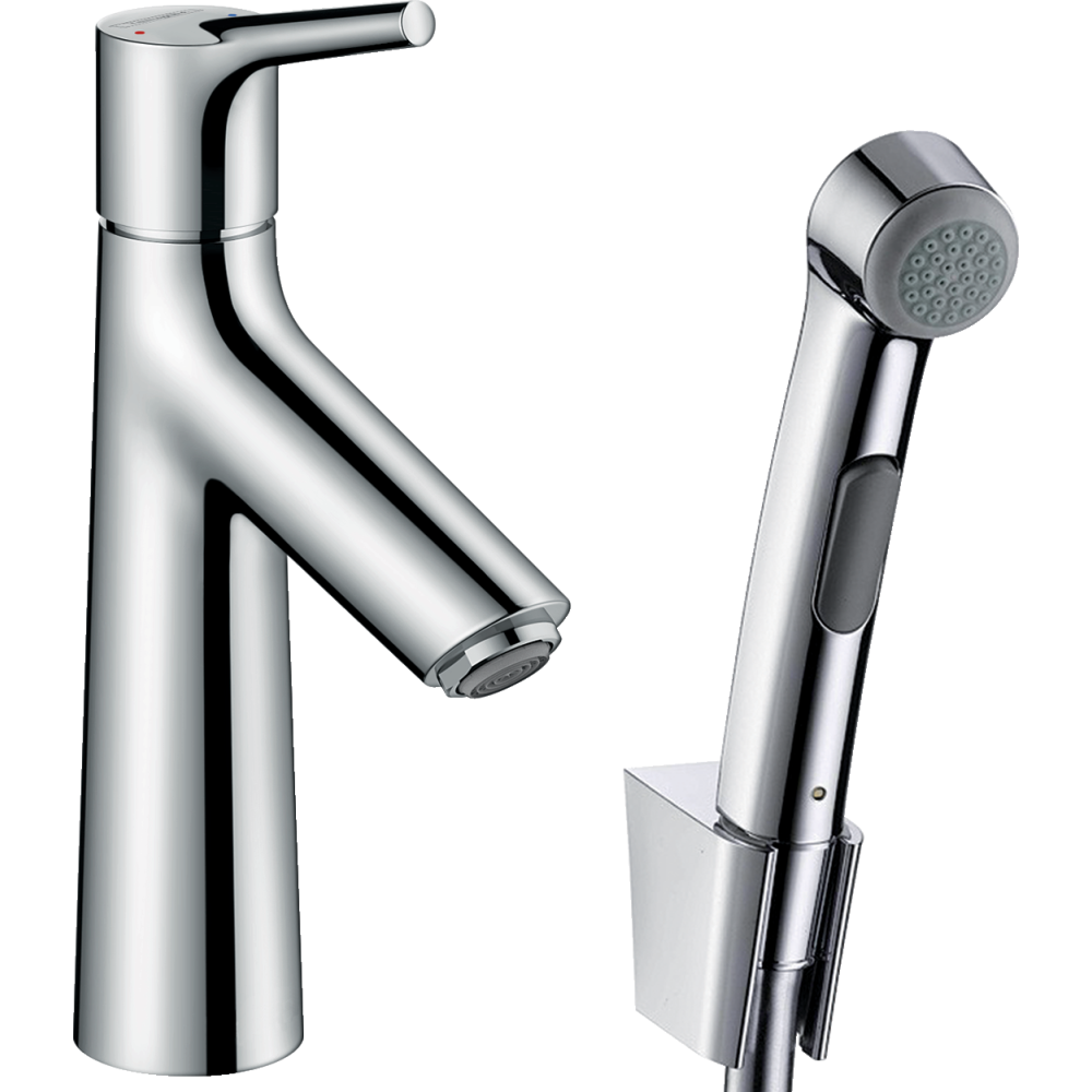 Смеситель для раковины hansgrohe Talis S со сливным клапаном Push-Open и гигиеническим душем 72290000, хром