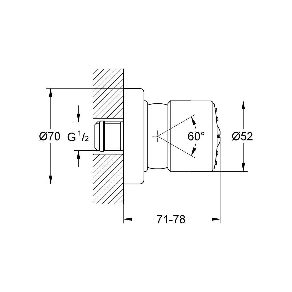 Боковой душ GROHE Relexa Plus 52, 11 л/мин, 1 режим, хром (28198000)